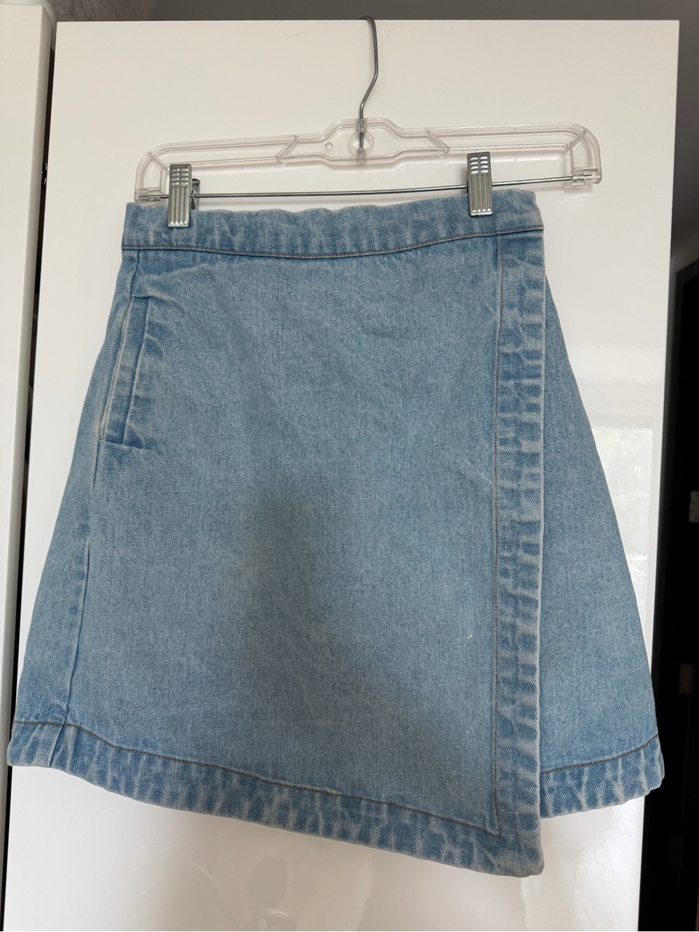 The Fifth Label Light Blue Denim Wrap Mini Skirt